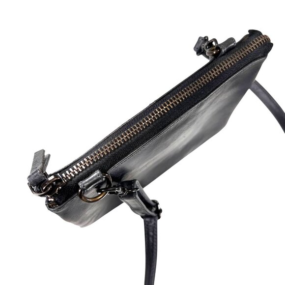 Carbon 2 Cobalt Black Leather Crossbody Purse Adjustable Strap Zipper Closure - Picture 6 of 10